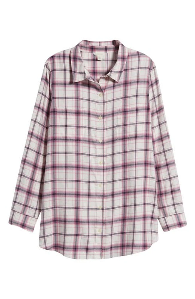 caslon(r) Plaid Tunic Shirt Ivory- Purple Rowen at Nordstrom,