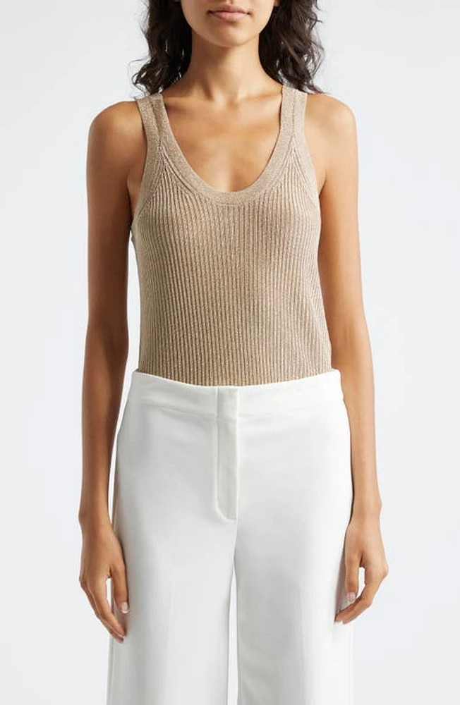 Reiss Imogen Metallic Sweater Tank Gold at Nordstrom,