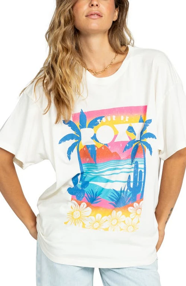 Tour de Roxy Oversize Cotton Graphic T-Shirt Egret at Nordstrom,