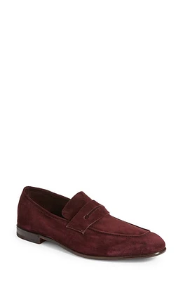 ZEGNA L'Asola Suede Penny Loafer Dark Purple Solid at Nordstrom,