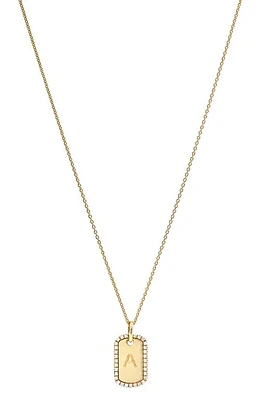 STONE AND STRAND Tiny Diamond Dog Tag Necklace in Yellow Gold-A at Nordstrom, Size 16