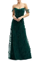 Dessy Collection 3D Embroidered Off the Shoulder Gown Evergreen at Nordstrom,