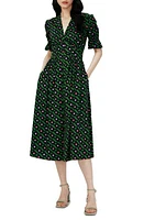 DVF Erica Geo Print Button Front Midi Dress Diamond Cubes Venus Gn Med at Nordstrom,