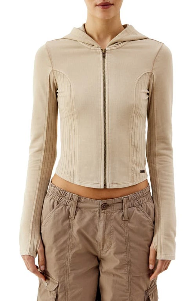 BDG Urban Outfitters Panelled Zip-Up Hoodie Brown at Nordstrom,