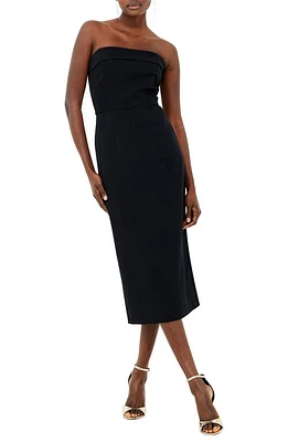 French Connection Echo Strapless Crepe Midi Sheath Dress Blackout at Nordstrom,