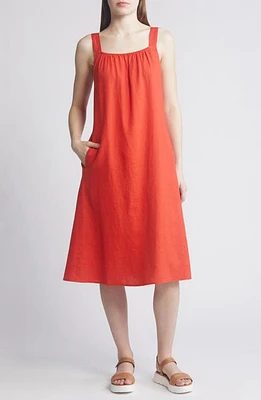 Eileen Fisher Organic Linen Cami Midi Dress at Nordstrom,