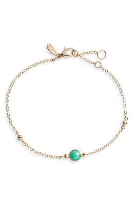 Anzie Bonheur Emerald Bracelet in Yellow Gold/Green at Nordstrom, Size 7 In