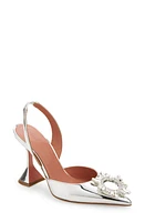 Amina Muaddi Begum Pointed Toe Slingback Pump Mirror Silver at Nordstrom,