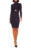 Susana Monaco Twist Cutout Mock Neck Long Sleeve Dress Midnight at Nordstrom,