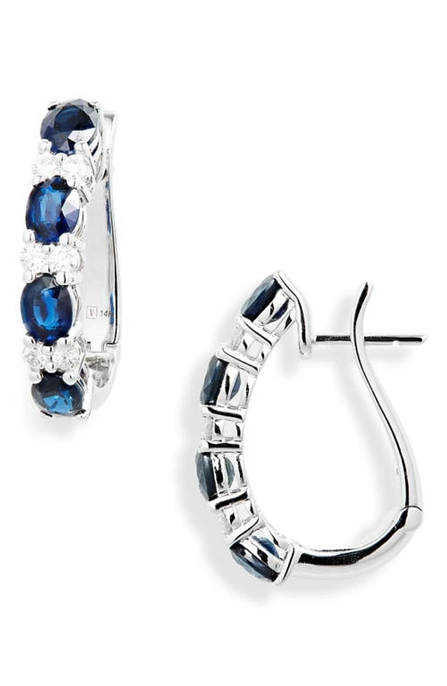 VALANI ATELIER Alternating Sapphire & Diamond Hoop Earrings in White Gold/Sapphire/Diamond at Nordstrom