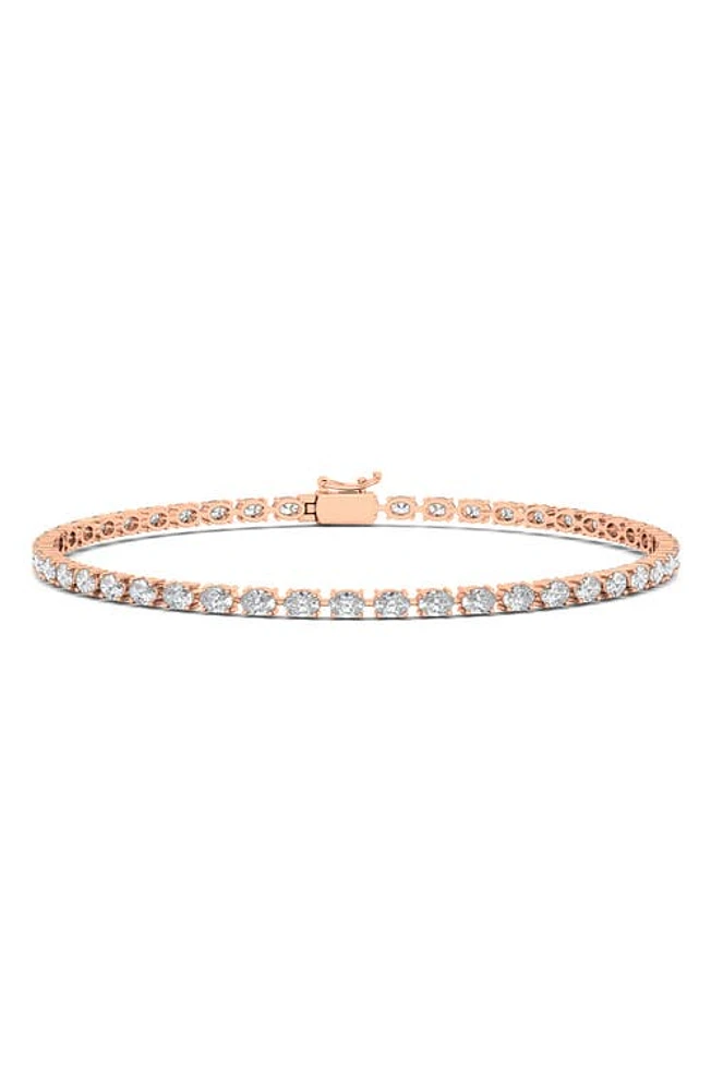 HauteCarat Oval Cut Lab Created Diamond Tennis Bracelet in 6.20 Ctw Rose Gold at Nordstrom