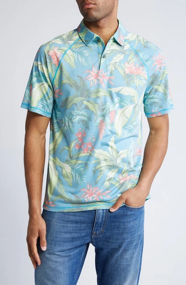 Tommy Bahama Hour Floral Jacquard Polo Blue Danube at Nordstrom,