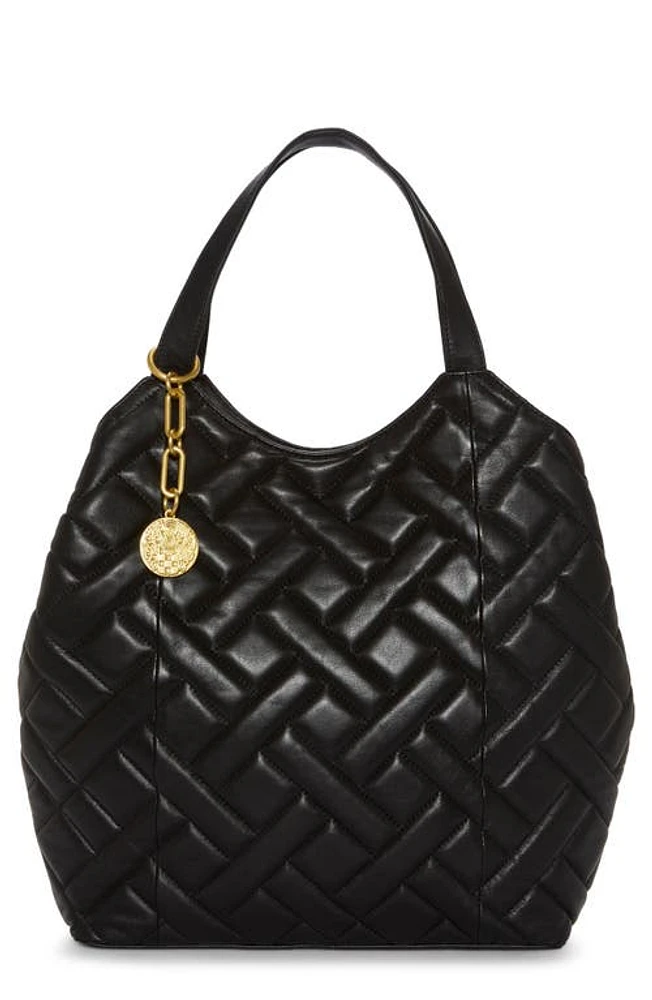 Vince Camuto Kisho Quilted Leather Shoulder Bag in Black Lambar at Nordstrom