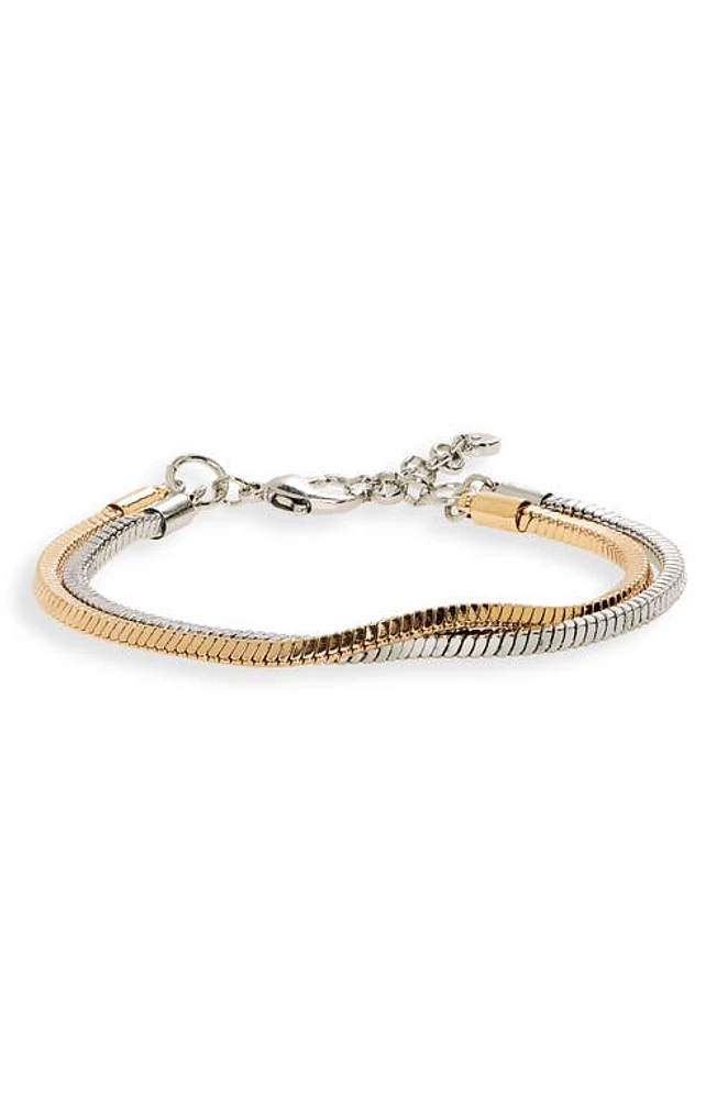 Ettika Two-Tone Herringbone Chain Bracelet in Rhodium at Nordstrom