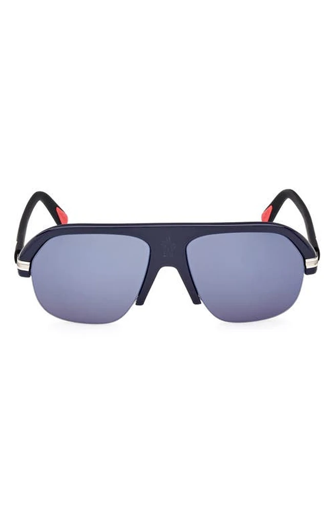 Moncler Lodge 57mm Navigator Sunglasses in Navy Blue /Smoke Blue Lenses at Nordstrom