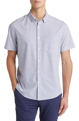 Mizzen+Main Leeward Trim Fit Rose Quartz Grid Short Sleeve Button-Up Performance Shirt Pink at Nordstrom,