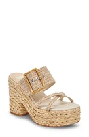 Dolce Vita Edwina Raffia Platform Slide Sandal White/Natural at Nordstrom,