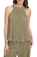 DKNY High Neck Sleeveless Plissé Top at Nordstrom,