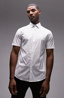 Topman Slim Fit Short Sleeve Stretch Cotton Button-Up Shirt at Nordstrom