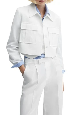 MANGO Lugo Crop Jacket White at Nordstrom,