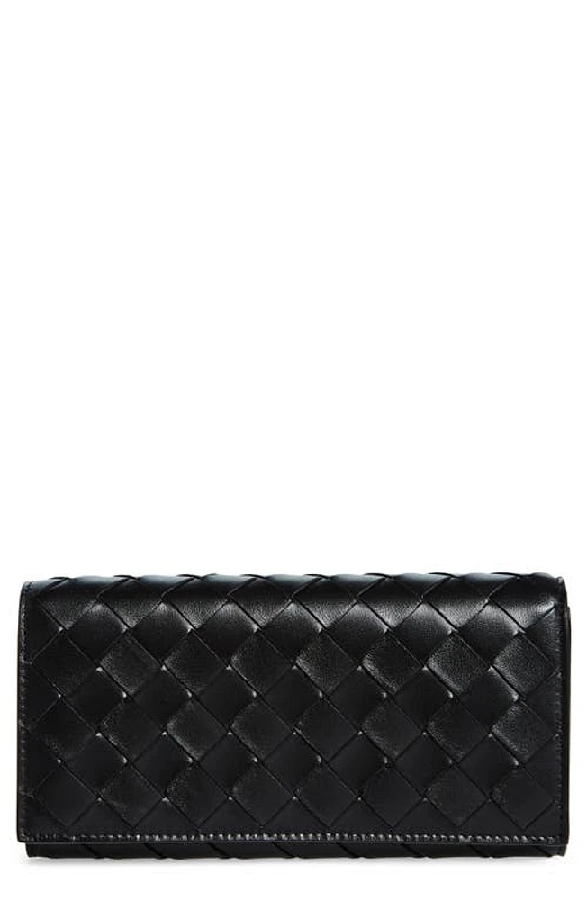 Bottega Veneta Large Intrecciato Leather Continental Wallet in Black/Gold at Nordstrom