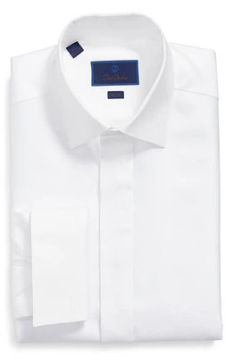 David Donahue Trim Fit French Cuff Tuxedo Shirt White at Nordstrom,