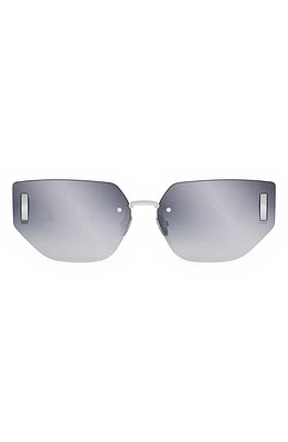 DIOR 30Montaigne B3U 65mm Gradient Oversize Butterfly Sunglasses in Shiny Palladium /Smoke Mirror at Nordstrom