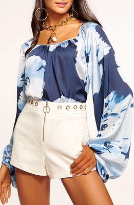 Ramy Brook Aria Floral Top Spring Navy Watercolor at Nordstrom,