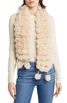 La Fiorentina Faux Fur Pompom Muffler Scarf in Beige at Nordstrom