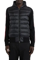 Moncler Quilted Down & Wool Knit Cardigan Black at Nordstrom,