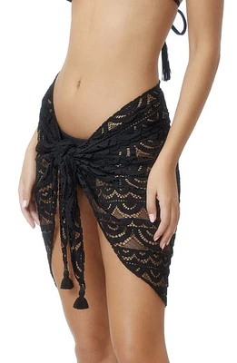 PQ SWIM Noah Lace Cover-Up Sarong in Black at Nordstrom