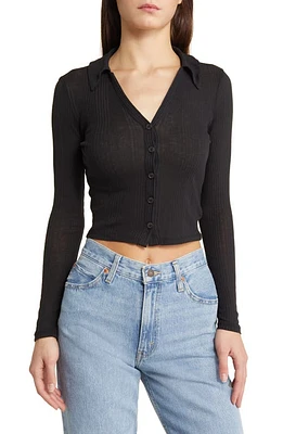 Madewell Variegated Rib V-Neck Polo True Black at Nordstrom,