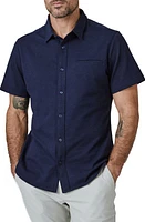 7 Diamonds Seville Short Sleeve Stretch Cotton Blend Button-Up Shirt in Navy at Nordstrom, Size Small