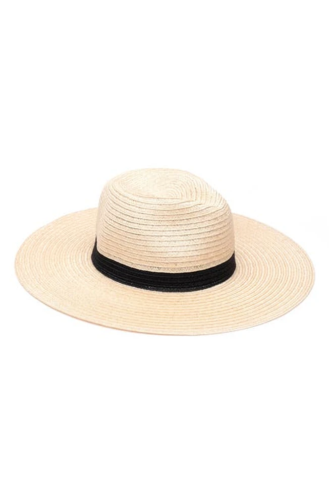 Eugenia Kim Emmanuelle Wide Brim Straw Fedora in Natural/Black at Nordstrom