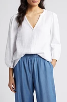 caslon(r) Long Sleeve Cotton Gauze Popover Top at Nordstrom,