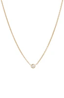 Bony Levy Petite Bezel Diamond Solitaire Necklace in Yellow Gold/Diamond at Nordstrom, Size 18 In