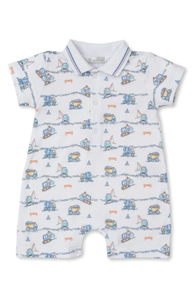 Kissy Construction Print Pima Cotton Romper Multi at Nordstrom,