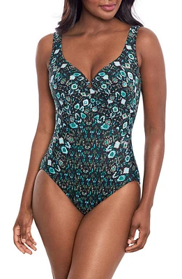 Miraclesuit Bijoux Escape Crisscross Underwire One-Piece Swimsuit Black Multi at Nordstrom,