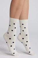 Casa Clara Polka Dot Cotton Crew Socks in Cream at Nordstrom