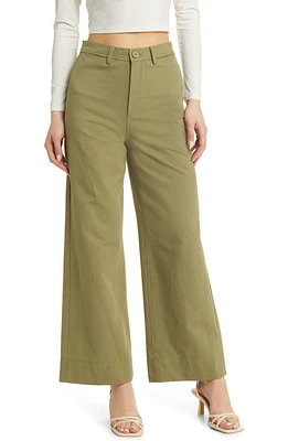 Petal & Pup Lawrence Wide Leg Pants Olive Green at Nordstrom,