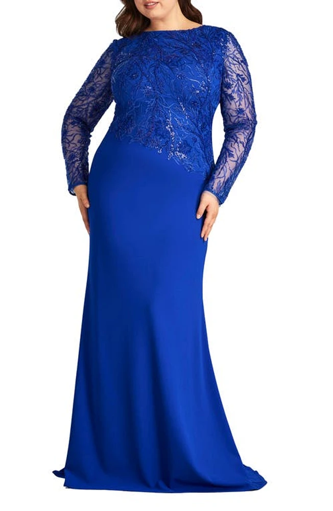 Tadashi Shoji Sequin Floral Long Sleeve Gown Mystic Blue at Nordstrom,