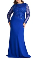 Tadashi Shoji Sequin Floral Long Sleeve Gown Mystic Blue at Nordstrom,