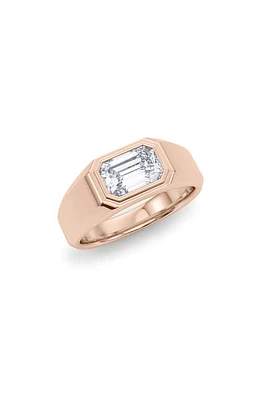 HauteCarat Men's Emerald Cut Lab Created Diamond Signet Ring in 18K Rose Gold at Nordstrom