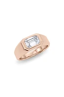 HauteCarat Men's Emerald Cut Lab Created Diamond Signet Ring in 18K Rose Gold at Nordstrom