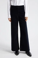 Nili Lotan Megan Corduroy Wide Leg Pants Midnight at Nordstrom,