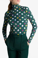 St. John Collection Nuda Collage Dot Turtleneck Top Multi at Nordstrom,