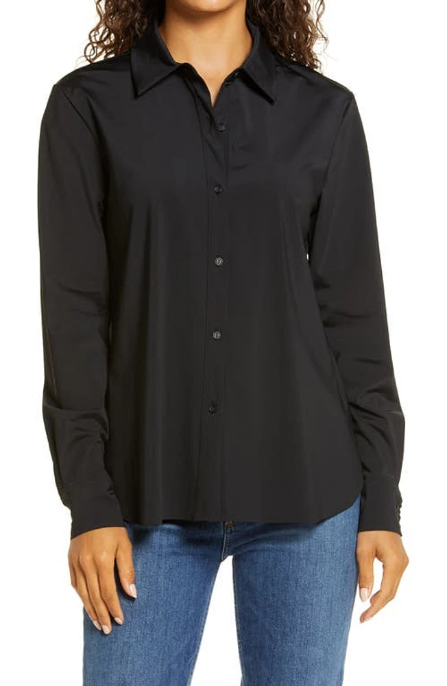 Lyssé Connie Slim Fit Button-Up Shirt Black at Nordstrom,