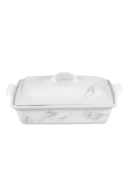 Le Creuset 4-Quart Rectangular Stoneware Casserole with Lid in White Marble at Nordstrom