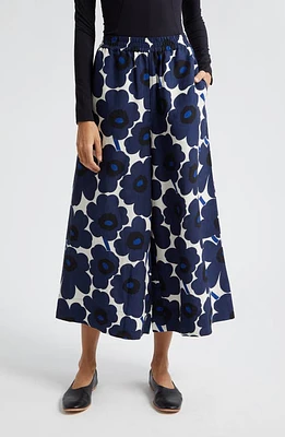 Marimekko Kuvio Unikko Wide Leg Pants Dark Blue Off-White at Nordstrom,