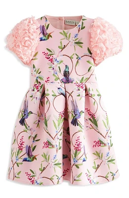 Baker by Ted Kids' 3D Floral Sleeve Scuba Dress Pink at Nordstrom,